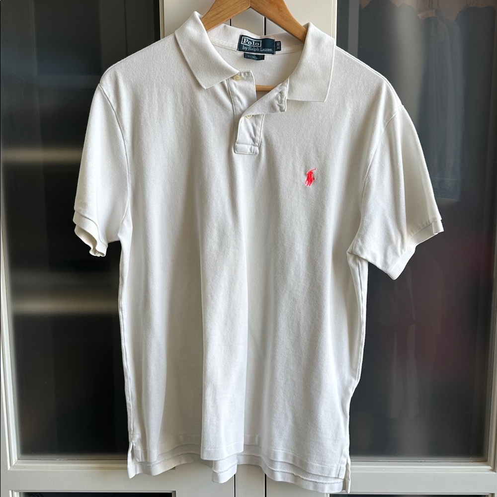 Ralph Lauren White Polo with Pink Emblem